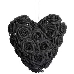 Coeur Décoratif à Suspendre 'Black Rose Heart'