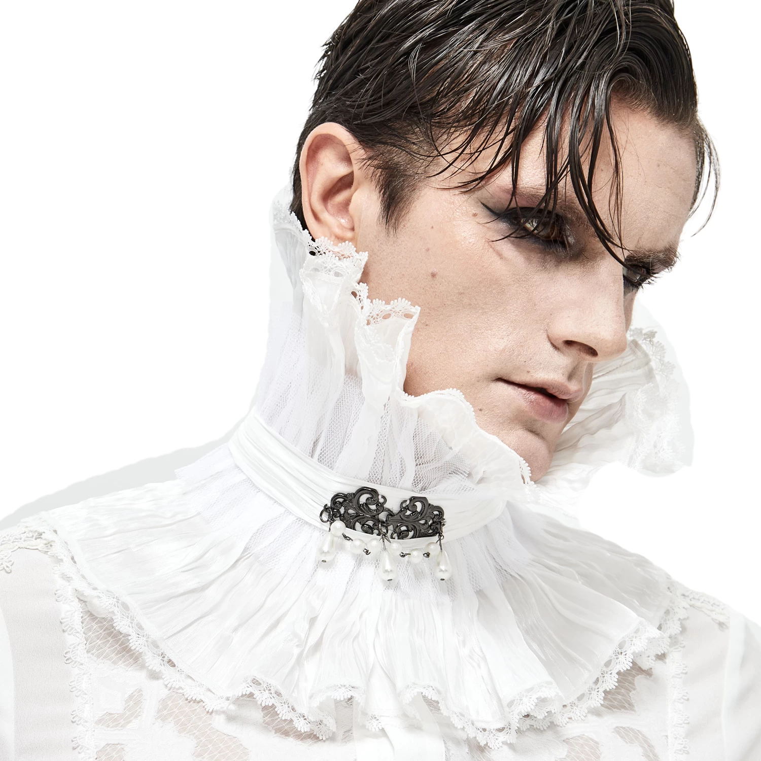 Col Montant Unisexe Plissé Blanc 4 Col Montant Unisexe Plissé Blanc – Image 2