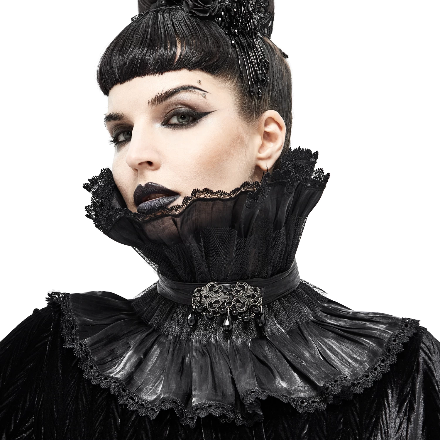 Col Montant Unisexe Plissé Noir 4 Col Montant Unisexe Plissé Noir – Image 2