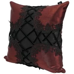 Coussin Gothique 'Cross-Shaped' Bordeaux Et Noir -Magasin De Mode coussin gothique cross shaped bordeaux et noir 2