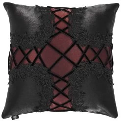 Coussin Gothique 'Cross-Shaped' Noir Et Rouge