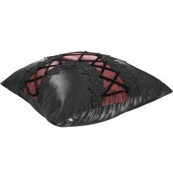 Coussin Gothique 'Cross-Shaped' Noir Et Rouge -Magasin De Mode coussin gothique cross shaped noir et rouge 3