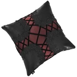 Coussin Gothique 'Cross-Shaped' Noir Et Rouge -Magasin De Mode coussin gothique cross shaped noir et rouge 4