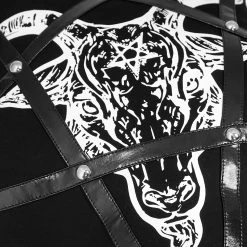 Coussin Pentagramme Imprimé 'Baphomet' Noir -Magasin De Mode coussin pentagramme imprime baphomet noir 6