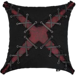 Coussin 'Punk' Noir Et Rouge En Forme De X