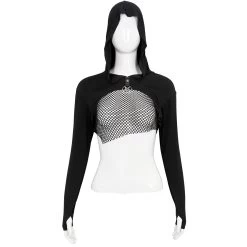 Crop Top à Capuche 'Pentagram' Noir