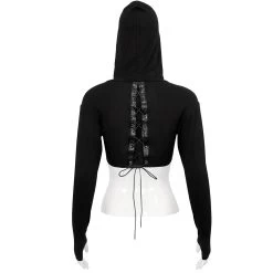 Crop Top à Capuche 'Pentagram' Noir 22 Crop Top à Capuche 'Pentagram' Noir -Magasin De Mode crop top a capuche pentagram noir 7