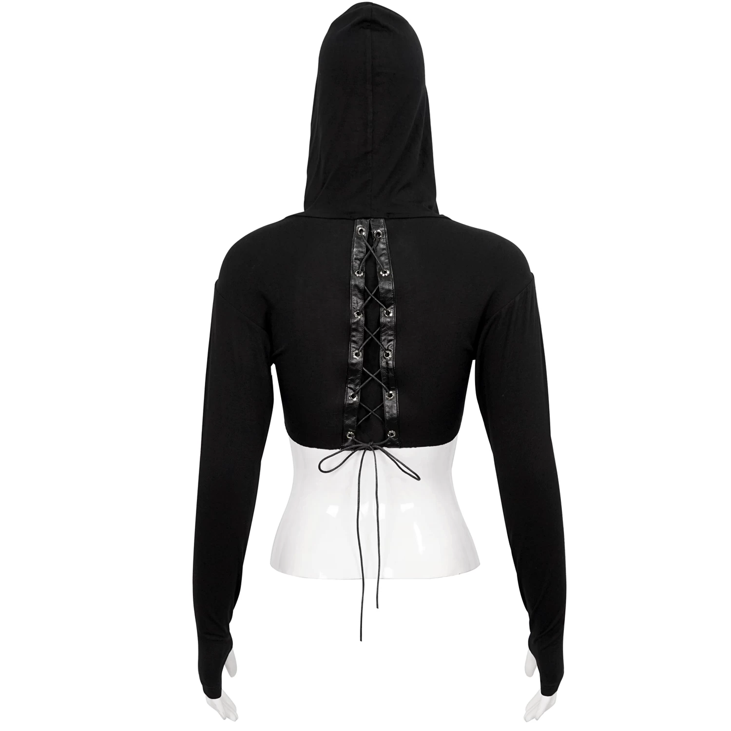 Crop Top à Capuche 'Pentagram' Noir 10 Crop Top à Capuche 'Pentagram' Noir – Image 8