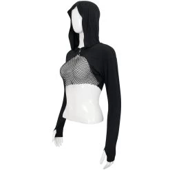 Crop Top à Capuche 'Pentagram' Noir 23 Crop Top à Capuche 'Pentagram' Noir -Magasin De Mode crop top a capuche pentagram noir 8
