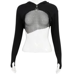 Crop Top à Capuche 'Pentagram' Noir 24 Crop Top à Capuche 'Pentagram' Noir -Magasin De Mode crop top a capuche pentagram noir 9