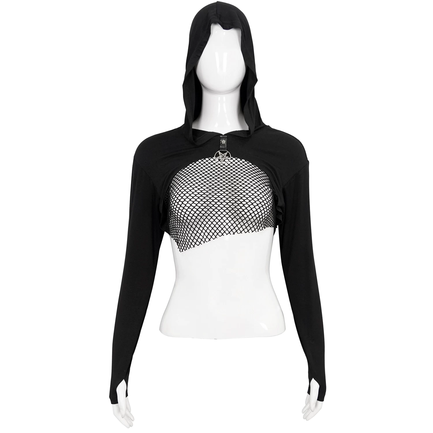 Crop Top à Capuche 'Pentagram' Noir 3 Crop Top à Capuche 'Pentagram' Noir