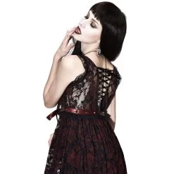 Déshabillé 'Romantic Goth' En Dentelle Rouge Et Noire -Magasin De Mode deshabille romantic goth en dentelle rouge et noire 3