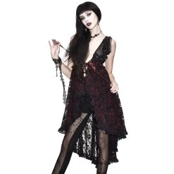 Déshabillé 'Romantic Goth' En Dentelle Rouge Et Noire -Magasin De Mode deshabille romantic goth en dentelle rouge et noire 4