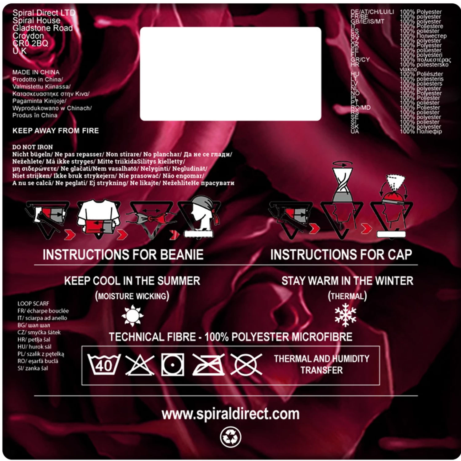 Foulard Multifonctions 'Blood Rose' Noir 8 Foulard Multifonctions 'Blood Rose' Noir – Image 6