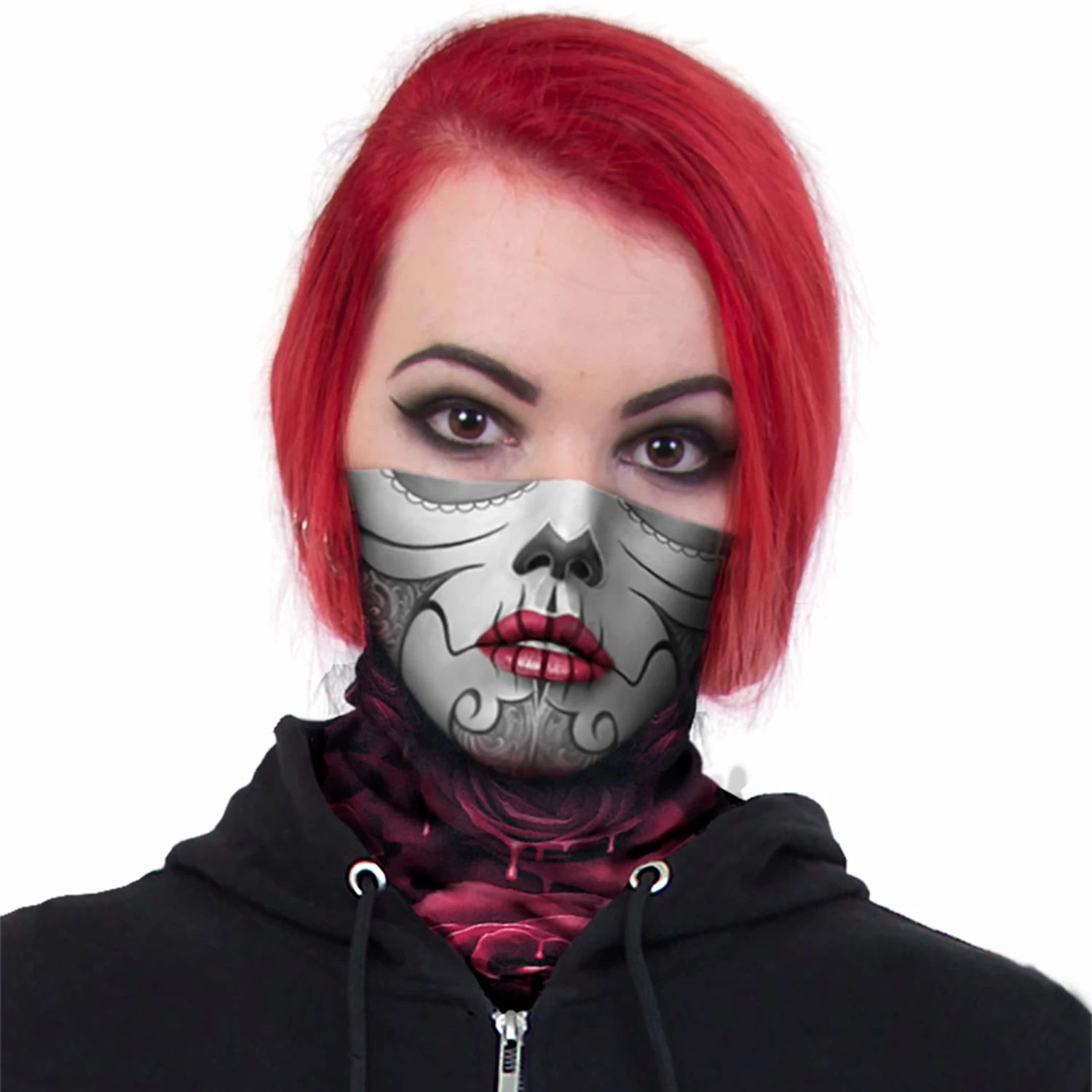 Foulard Multifonctions 'Blood Rose' Noir 3 Foulard Multifonctions 'Blood Rose' Noir