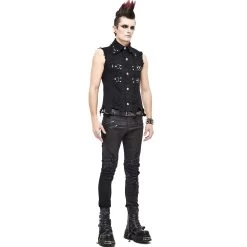 Gilet 'Distressed Heavy Metal' Noir -Magasin De Mode gilet distressed heavy metal noir 11