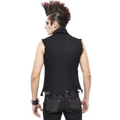 Gilet 'Distressed Heavy Metal' Noir -Magasin De Mode gilet distressed heavy metal noir 2