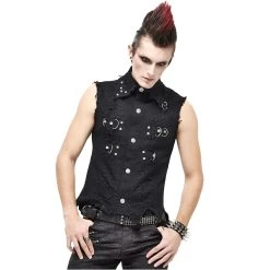 Gilet 'Distressed Heavy Metal' Noir -Magasin De Mode gilet distressed heavy metal noir 5