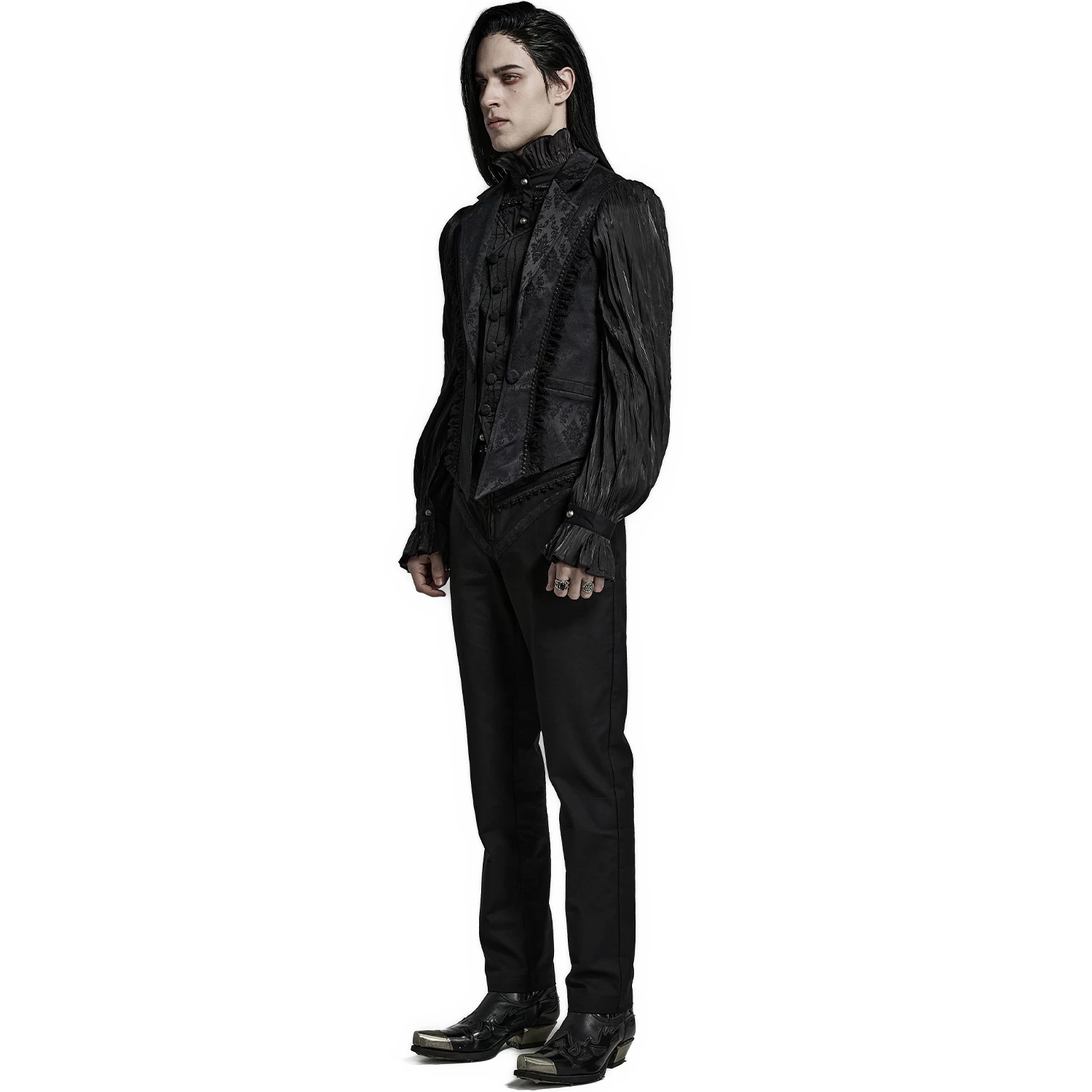 Gilet Gothique à Revers 'Saphrax' Noir 10 Gilet Gothique à Revers 'Saphrax' Noir – Image 8