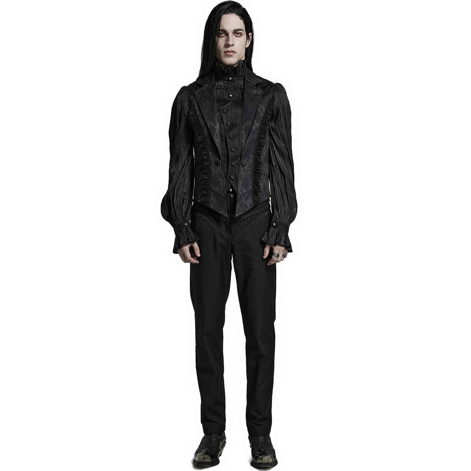 Gilet Gothique à Revers 'Saphrax' Noir 11 Gilet Gothique à Revers 'Saphrax' Noir – Image 9