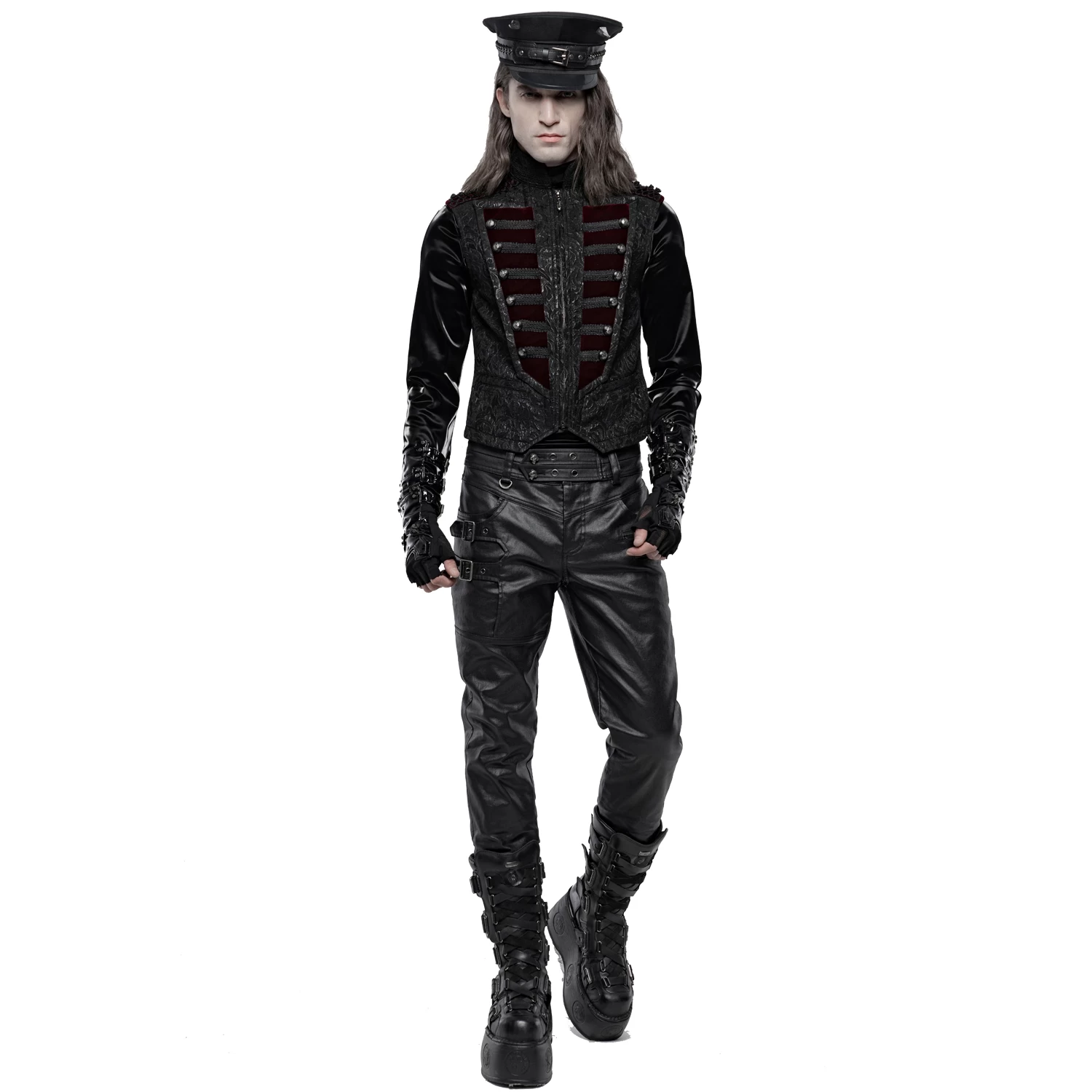 Gilet 'Silvanus' En Brocart Noir Et Velours Bordeaux 7 Gilet 'Silvanus' En Brocart Noir Et Velours Bordeaux – Image 5