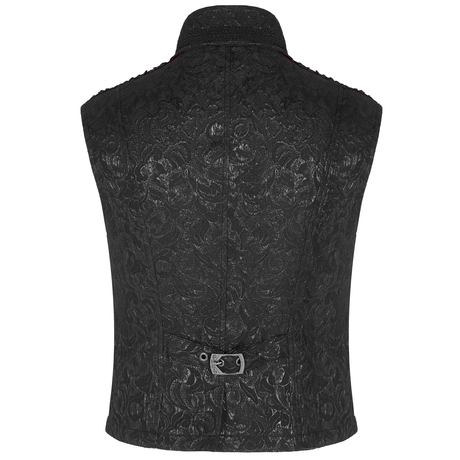 Gilet 'Silvanus' En Brocart Noir Et Velours Bordeaux 9 Gilet 'Silvanus' En Brocart Noir Et Velours Bordeaux – Image 7