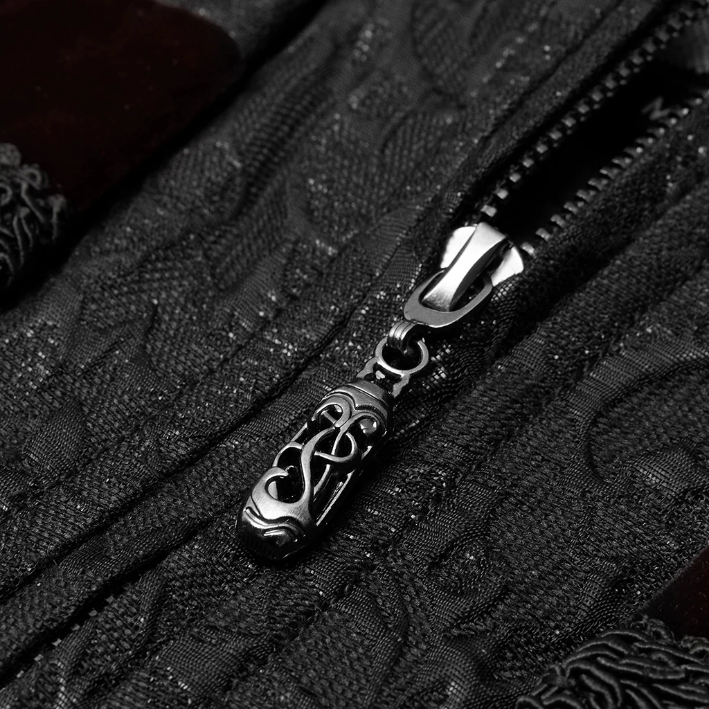 Gilet 'Silvanus' En Brocart Noir Et Velours Bordeaux 11 Gilet 'Silvanus' En Brocart Noir Et Velours Bordeaux – Image 9