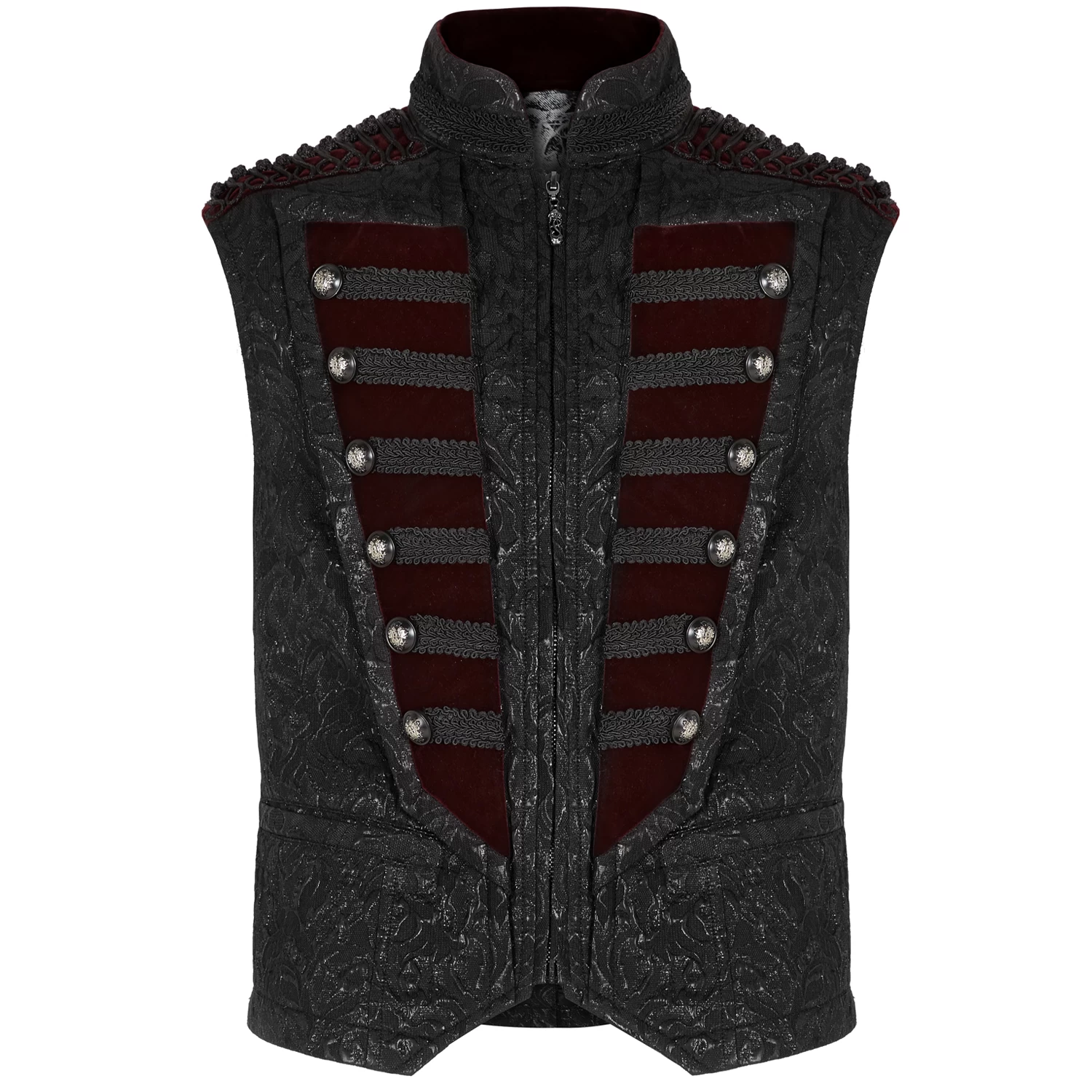 Gilet 'Silvanus' En Brocart Noir Et Velours Bordeaux 3 Gilet 'Silvanus' En Brocart Noir Et Velours Bordeaux