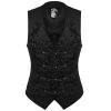 Gilet Victorien 'Damask Gothic' En Brocart Noir -Magasin De Mode gilet victorien damask gothic en brocart noir