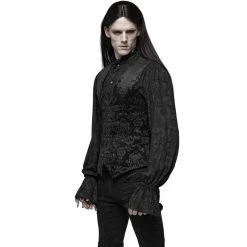 Gilet Victorien 'Damask Gothic' En Brocart Noir -Magasin De Mode gilet victorien damask gothic en brocart noir 2