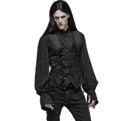 Gilet Victorien 'Damask Gothic' En Brocart Noir -Magasin De Mode gilet victorien damask gothic en brocart noir 3