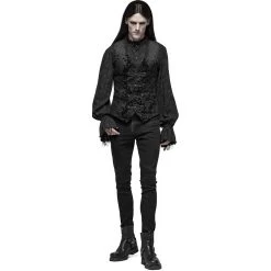 Gilet Victorien 'Damask Gothic' En Brocart Noir -Magasin De Mode gilet victorien damask gothic en brocart noir 4