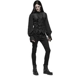 Gilet Victorien 'Damask Gothic' En Brocart Noir -Magasin De Mode gilet victorien damask gothic en brocart noir 6