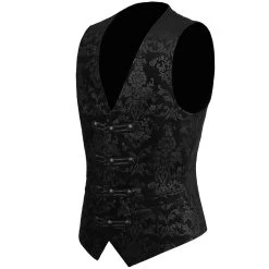Gilet Victorien 'Damask Gothic' En Brocart Noir -Magasin De Mode gilet victorien damask gothic en brocart noir 9