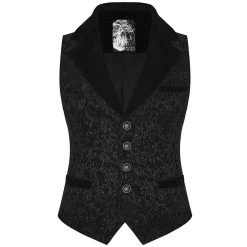 Gilet Victorien 'Gothic Regent' En Brocart Noir