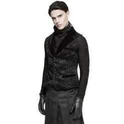 Gilet Victorien 'Gothic Regent' En Brocart Noir -Magasin De Mode gilet victorien gothic regent en brocart noir 3