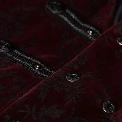 Gilet Victorien 'Poison Ivy' En Brocart Bordeaux -Magasin De Mode gilet victorien poison ivy en brocart bordeaux 10