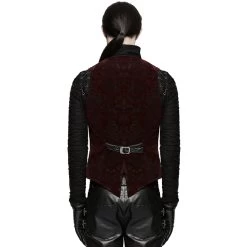 Gilet Victorien 'Poison Ivy' En Brocart Bordeaux -Magasin De Mode gilet victorien poison ivy en brocart bordeaux 2