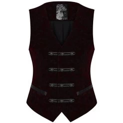 Gilet Victorien 'Poison Ivy' En Brocart Bordeaux