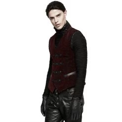 Gilet Victorien 'Poison Ivy' En Brocart Bordeaux -Magasin De Mode gilet victorien poison ivy en brocart bordeaux 4