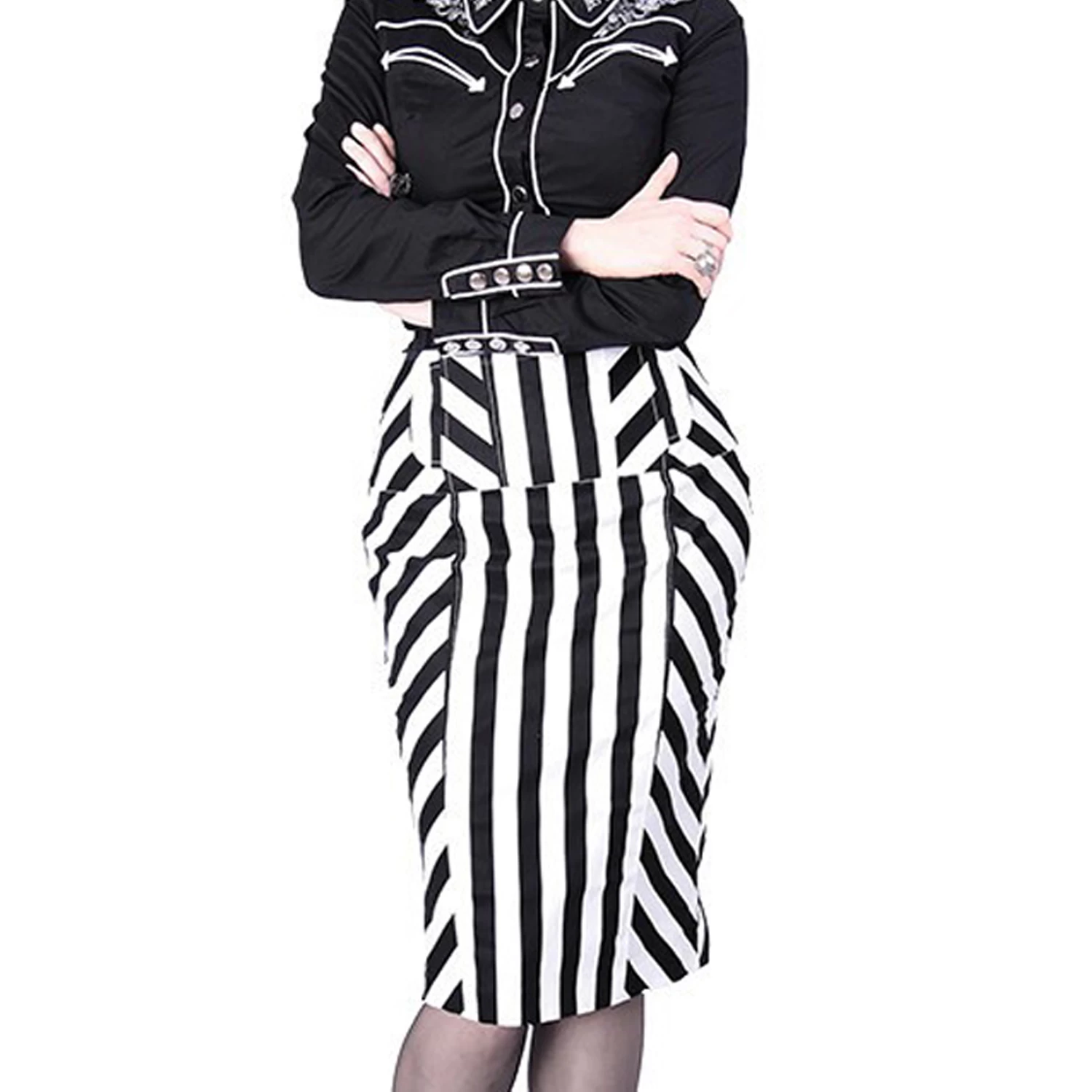 Jupe 'Crayon' Noire Et Blanche 12 Jupe 'Crayon' Noire Et Blanche – Image 10