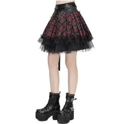 Jupe 'Punk Lace Up' En Tartan Et Simili Cuir -Magasin De Mode jupe punk lace up en tartan et simili cuir 10