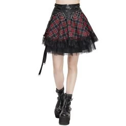 Jupe 'Punk Lace Up' En Tartan Et Simili Cuir -Magasin De Mode jupe punk lace up en tartan et simili cuir 11
