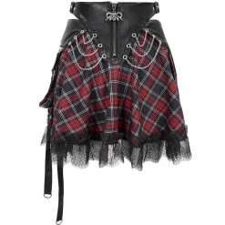 Jupe 'Punk Lace Up' En Tartan Et Simili Cuir -Magasin De Mode jupe punk lace up en tartan et simili cuir 13