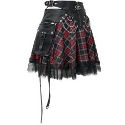 Jupe 'Punk Lace Up' En Tartan Et Simili Cuir -Magasin De Mode jupe punk lace up en tartan et simili cuir 16