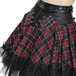 Jupe 'Punk Lace Up' En Tartan Et Simili Cuir -Magasin De Mode jupe punk lace up en tartan et simili cuir 17