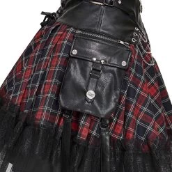 Jupe 'Punk Lace Up' En Tartan Et Simili Cuir -Magasin De Mode jupe punk lace up en tartan et simili cuir 18