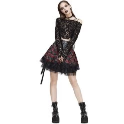 Jupe 'Punk Lace Up' En Tartan Et Simili Cuir -Magasin De Mode jupe punk lace up en tartan et simili cuir 4