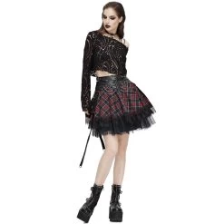 Jupe 'Punk Lace Up' En Tartan Et Simili Cuir -Magasin De Mode jupe punk lace up en tartan et simili cuir 5