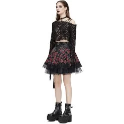 Jupe 'Punk Lace Up' En Tartan Et Simili Cuir -Magasin De Mode jupe punk lace up en tartan et simili cuir 7